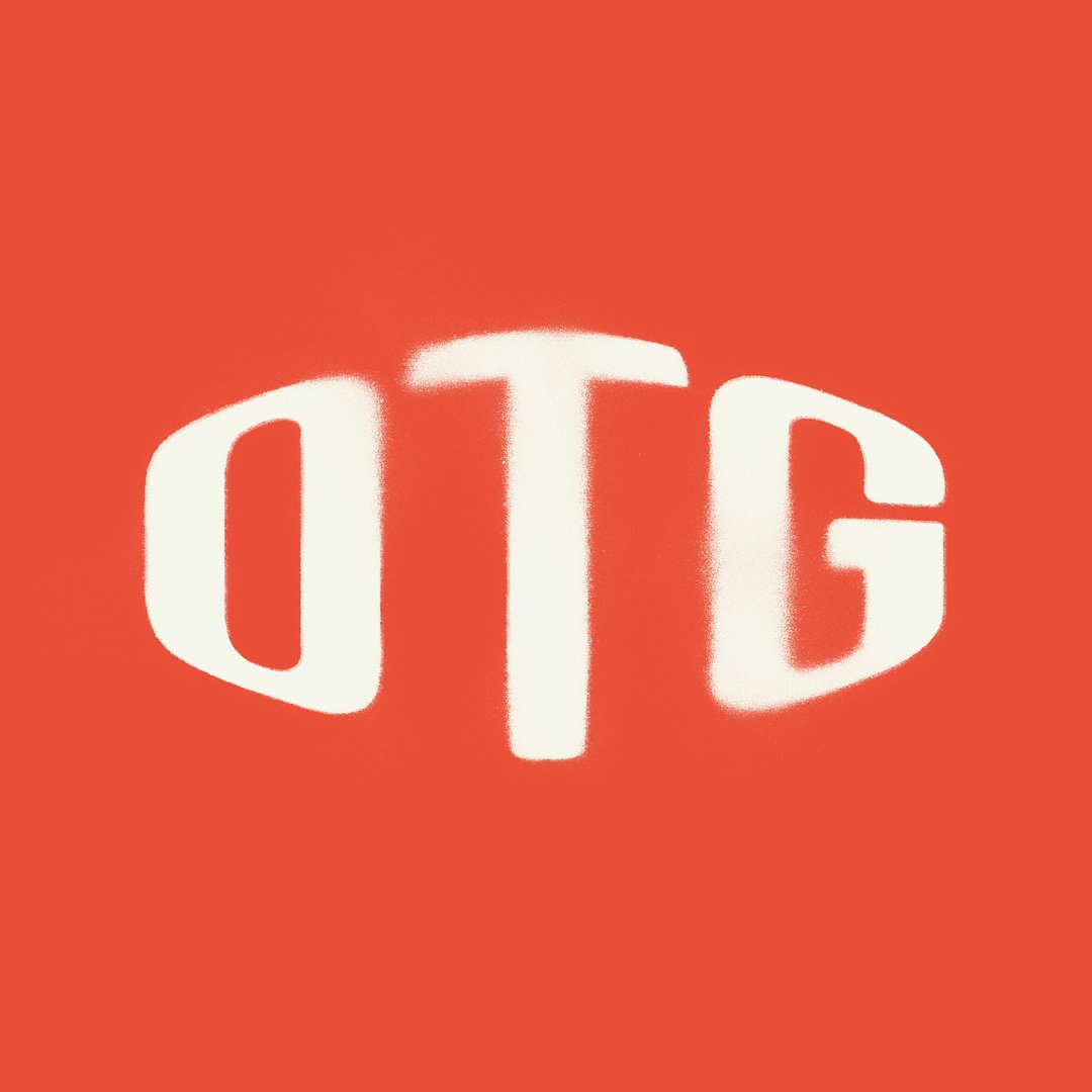 OTG spray-style logo design for fighting game events group and community.